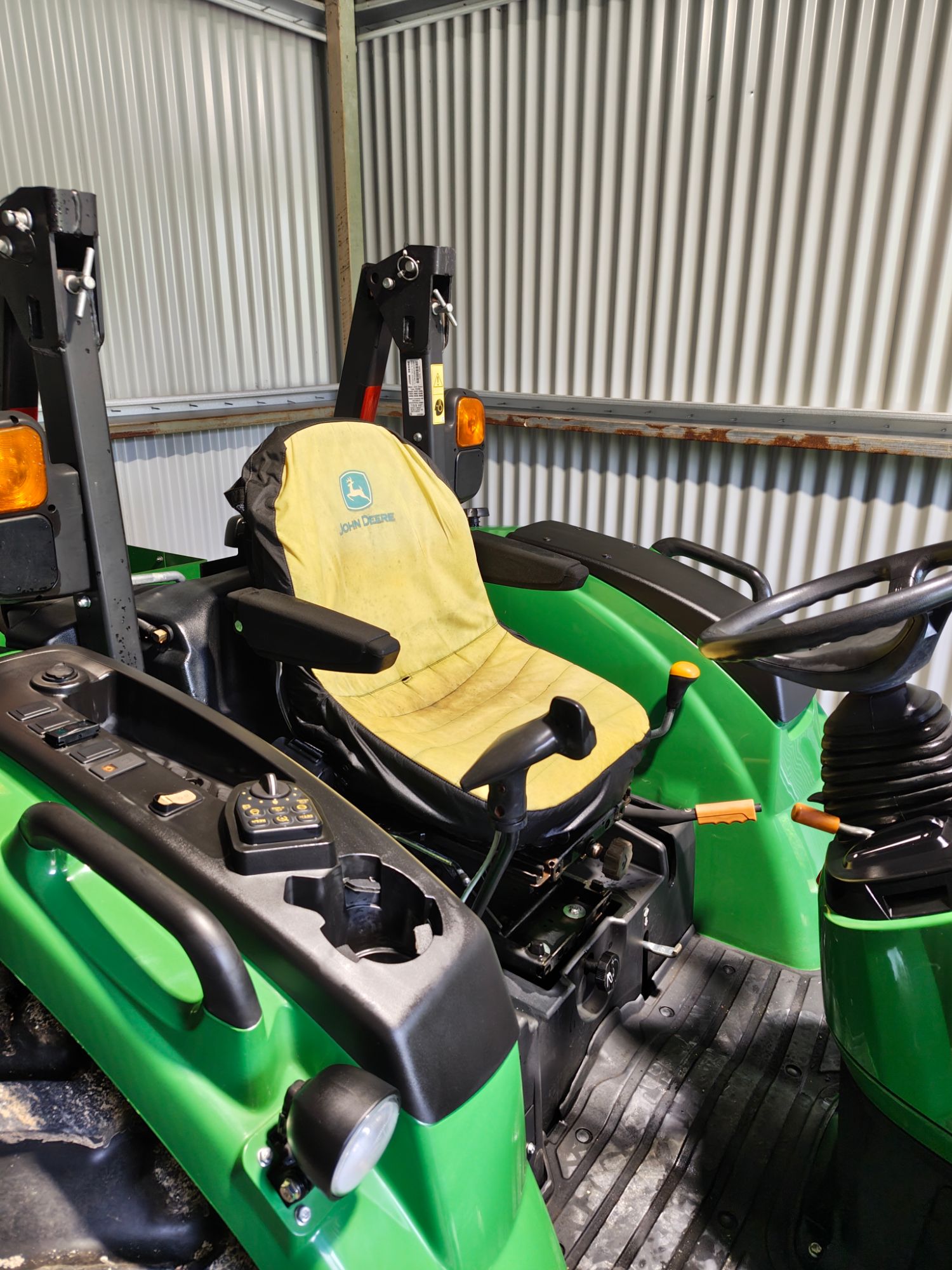Tractor seat and controls cleaned
